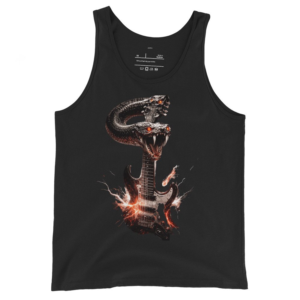 Koszulka na ramiączkach „Venom Strings” – rockowa koszulka tank top z gitarą i wężem| Zarn.pl Koszulka na ramiączkach „Venom Strings” – rockowa koszulka tank top z gitarą i wężem - obrazek 2
