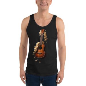 męska koszulka z ukulele i kwiatami