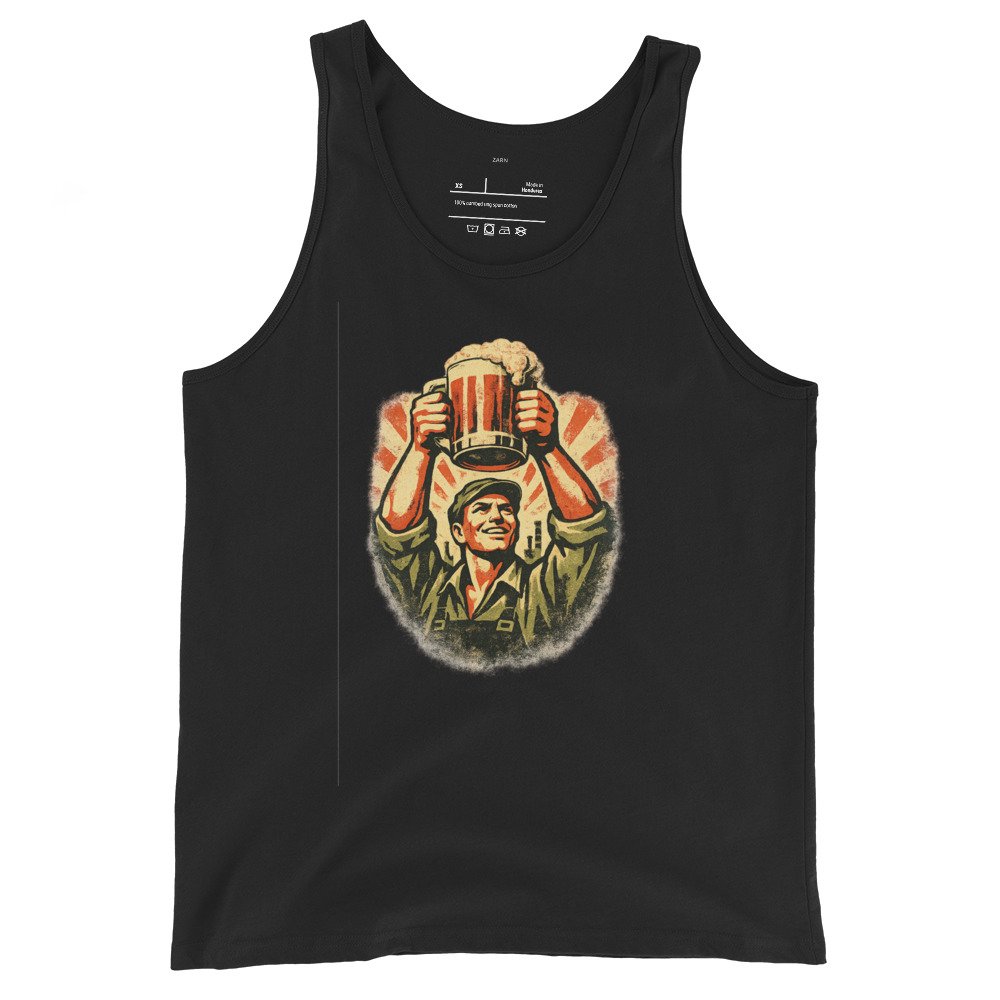 Męska koszulka na ramiączkach „Piwny Bohater PRL” – tank top retro z kuflem piwa| Zarn.pl Męska koszulka na ramiączkach „Piwny Bohater PRL” – tank top retro z kuflem piwa - obrazek 2