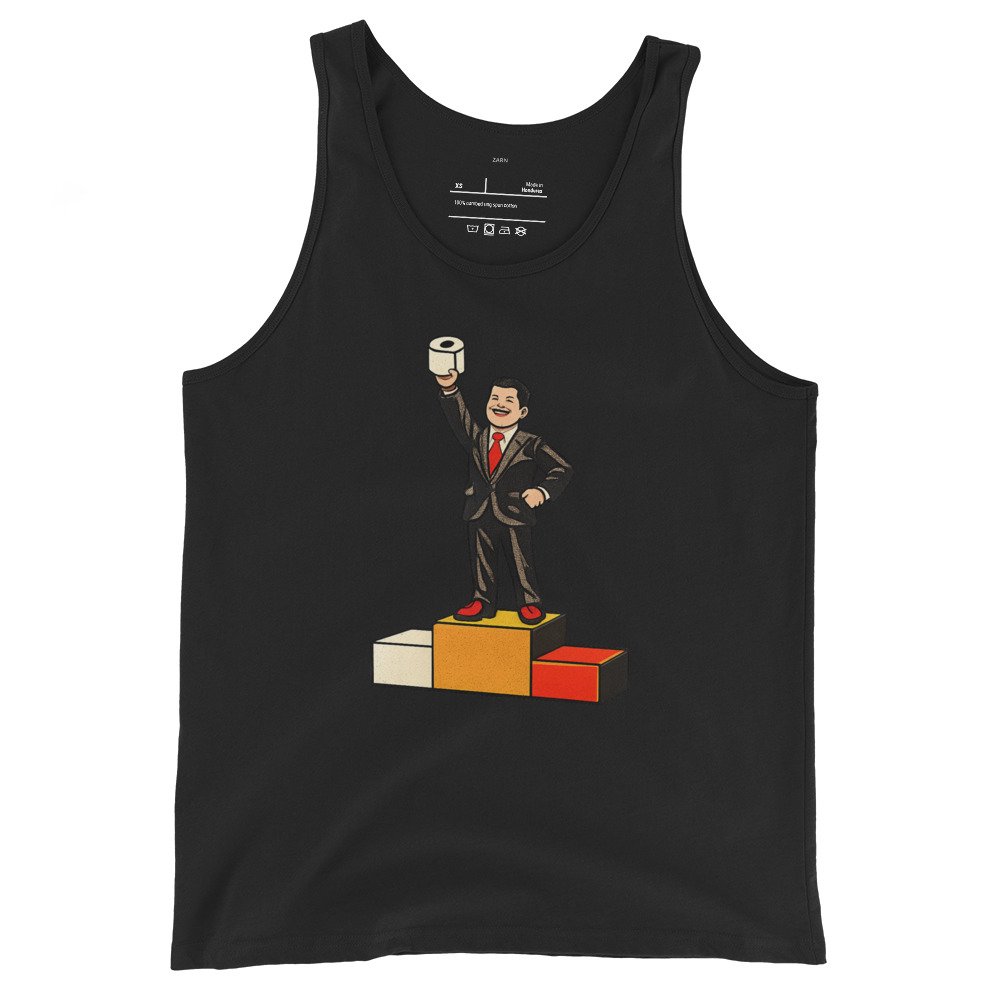 Męska koszulka na ramiączkach „Papier Toaletowy PRL” – tank top retro z humorem vintage| Zarn.pl Męska koszulka na ramiączkach „Papier Toaletowy PRL” – tank top retro z humorem vintage - obrazek 2