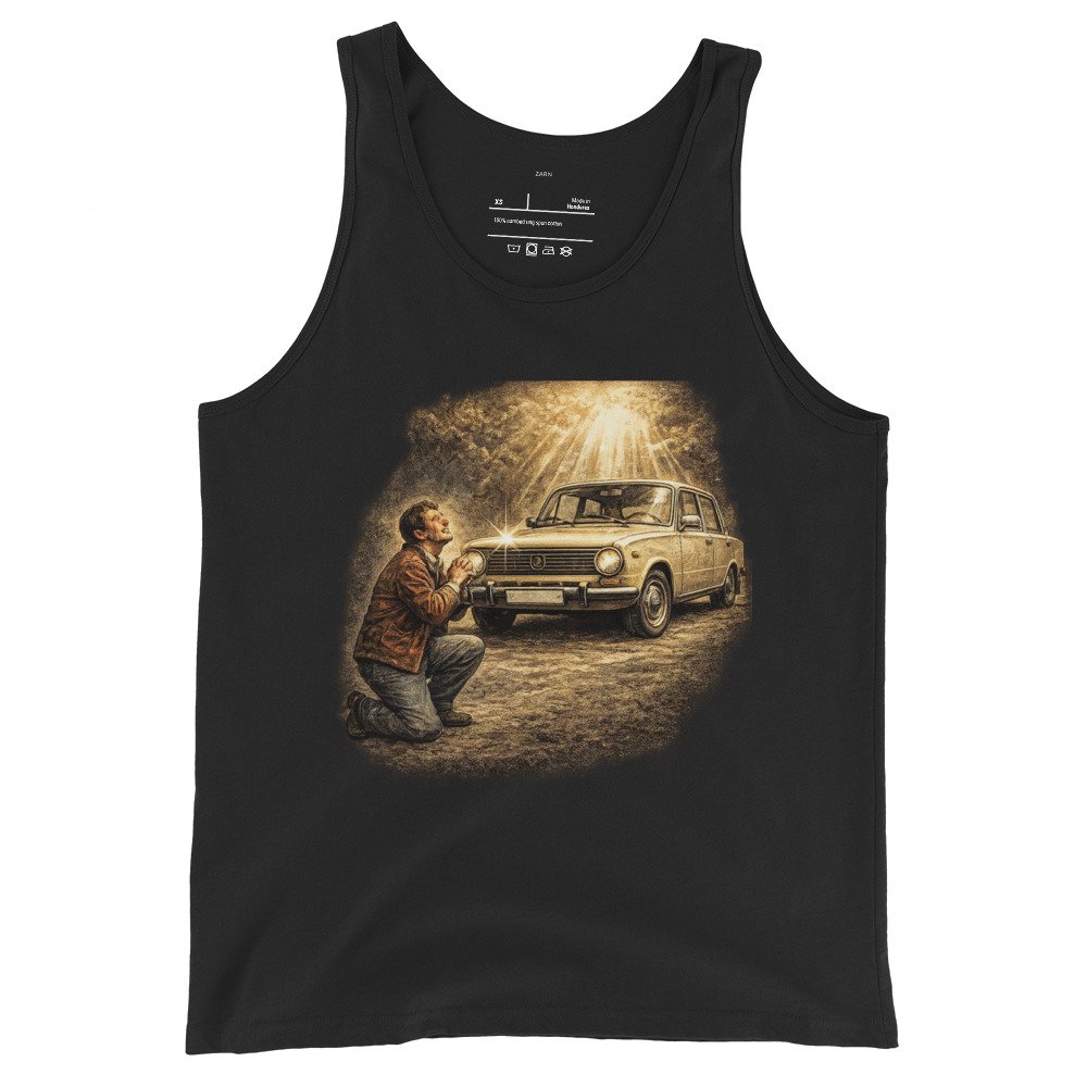 Koszulka na ramiączkach PRL „Cud Motoryzacji” – tank top retro samochód vintage| Zarn.pl Koszulka na ramiączkach PRL „Cud Motoryzacji” – tank top retro samochód vintage - obrazek 2