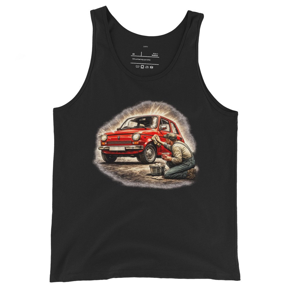 Koszulka na ramiączkach Fiat 126p „Maluch” – tank top PRL retro motoryzacja| Zarn.pl Koszulka na ramiączkach Fiat 126p „Maluch” – tank top PRL retro motoryzacja - obrazek 2