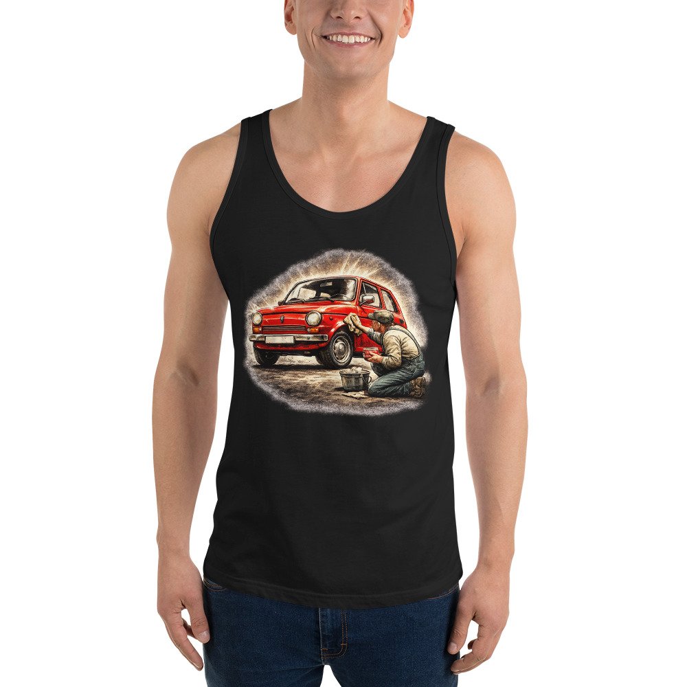 Koszulka na ramiączkach Fiat 126p „Maluch” – tank top PRL retro motoryzacja| Zarn.pl Koszulka na ramiączkach Fiat 126p „Maluch” – tank top PRL retro motoryzacja - obrazek 8