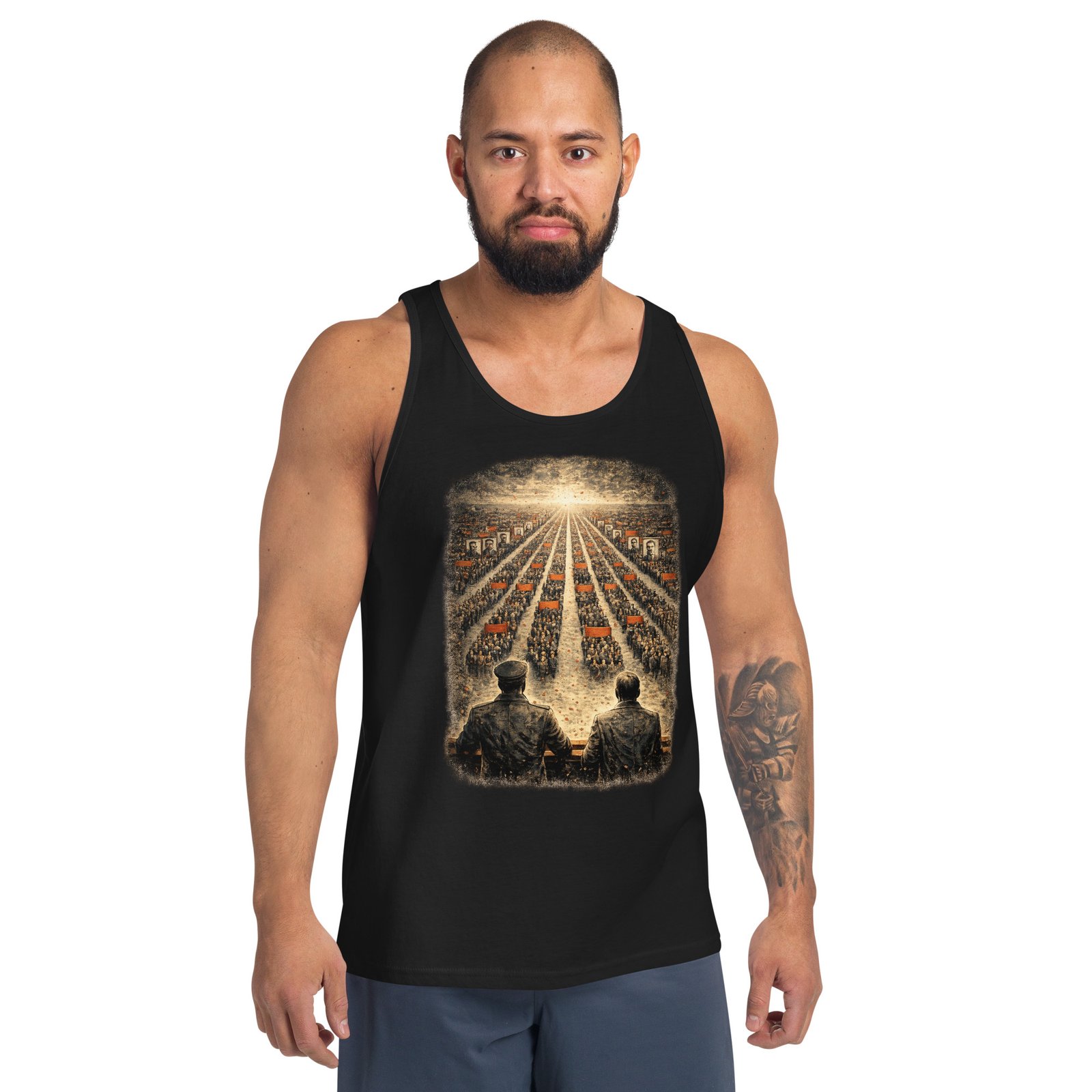 Koszulka na ramiączkach PRL „Pochód Ludowy” – tank top retro propaganda| Zarn.pl męska koszulka na ramiączkach propaganda PRL retro