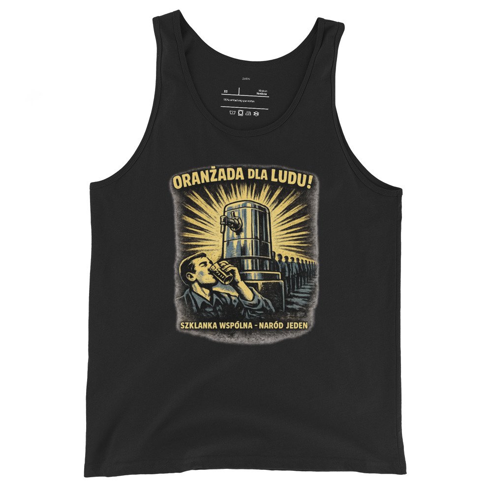 Koszulka na ramiączkach PRL „Oranżada dla Ludu” – tank top retro humor| Zarn.pl Koszulka na ramiączkach PRL „Oranżada dla Ludu” – tank top retro humor - obrazek 2