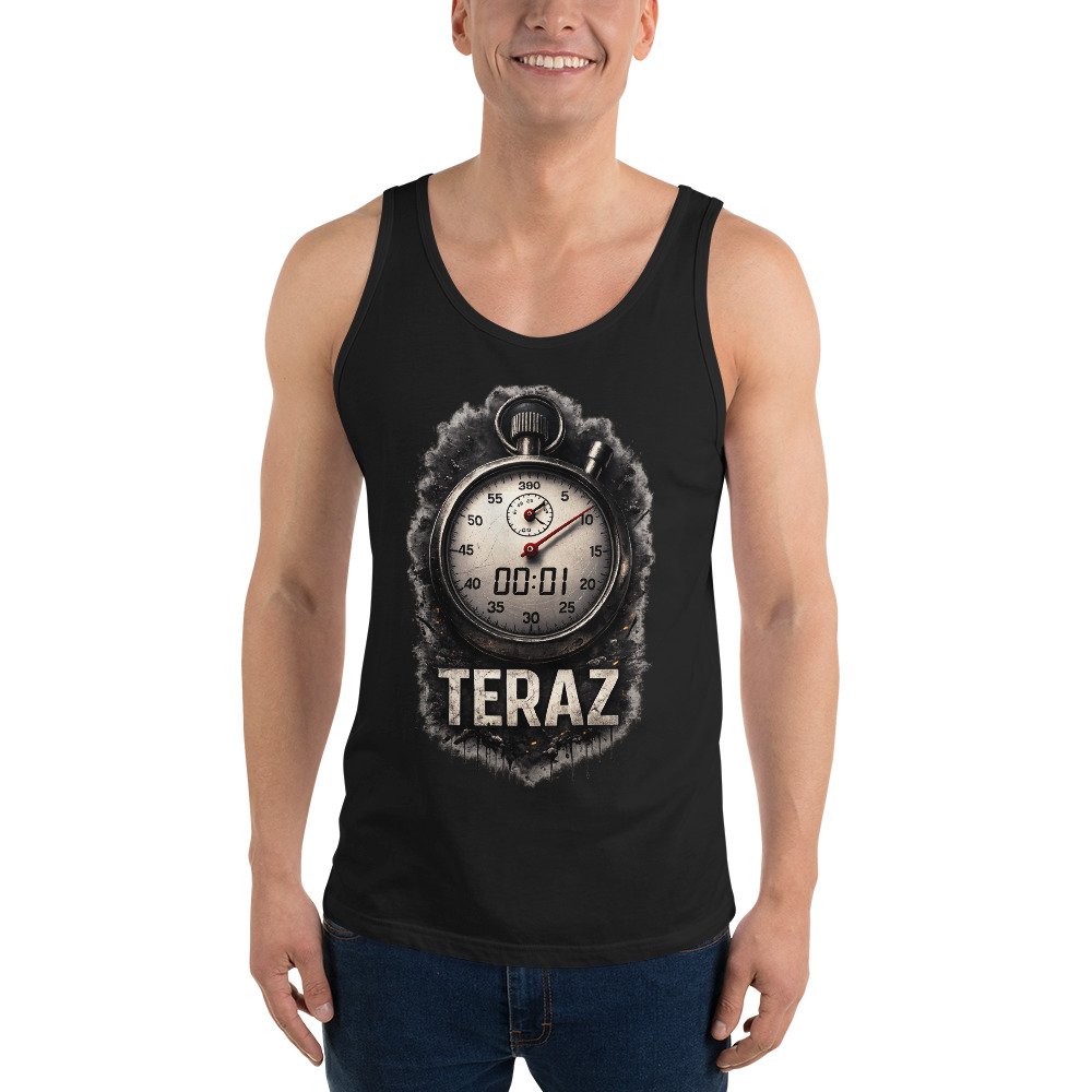 Męska koszulka na ramiączkach „Teraz” – motywacyjny tank top ze stoperem i symbolem działania| Zarn.pl Męska koszulka na ramiączkach „Teraz” – motywacyjny tank top ze stoperem i symbolem działania - obrazek 8