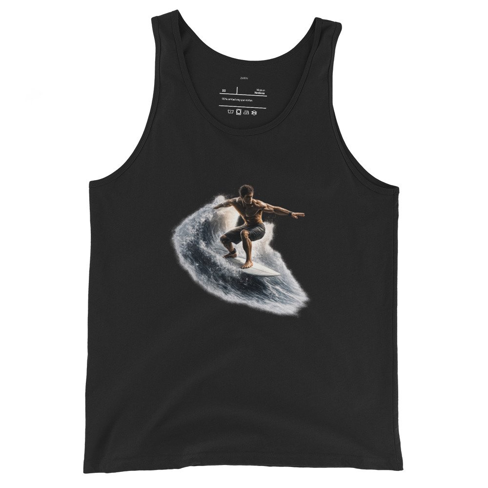Męska koszulka na ramiączkach „Moc Fali” – sportowa koszulka tank top z surferem| Zarn.pl Męska koszulka na ramiączkach „Moc Fali” – sportowa koszulka tank top z surferem - obrazek 2