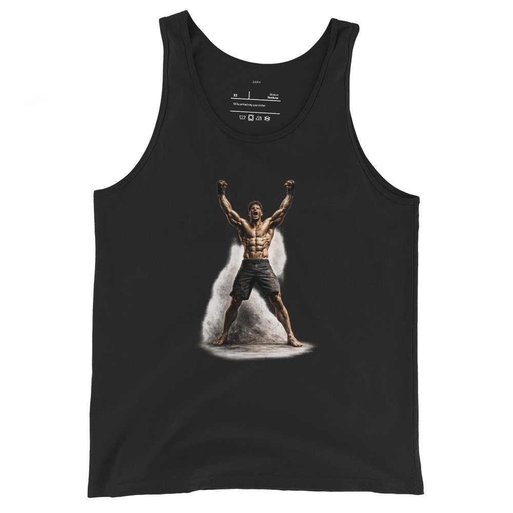 Męska koszulka na ramiączkach „Zwycięska Siła” – sportowa koszulka tank top z zawodnikiem fitness| Zarn.pl Męska koszulka na ramiączkach „Zwycięska Siła” – sportowa koszulka tank top z zawodnikiem fitness - obrazek 2