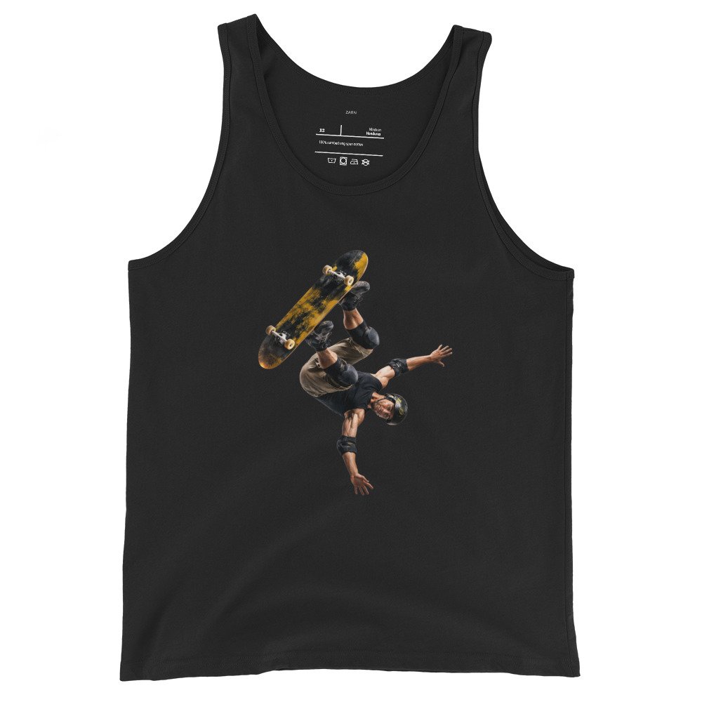 Męska koszulka na ramiączkach „Skate Air” – sportowa koszulka tank top ze skaterem| Zarn.pl Męska koszulka na ramiączkach „Skate Air” – sportowa koszulka tank top ze skaterem - obrazek 2