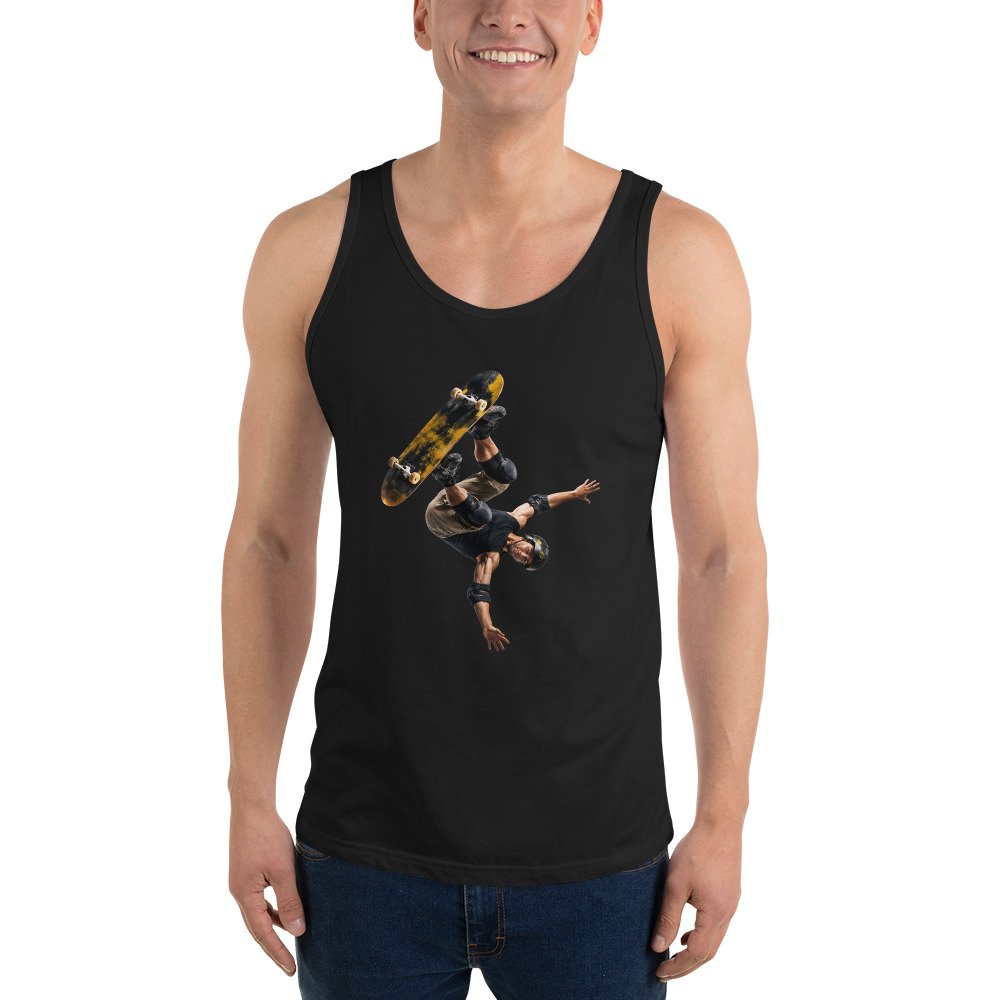 Męska koszulka na ramiączkach „Skate Air” – sportowa koszulka tank top ze skaterem| Zarn.pl Męska koszulka na ramiączkach „Skate Air” – sportowa koszulka tank top ze skaterem - obrazek 8