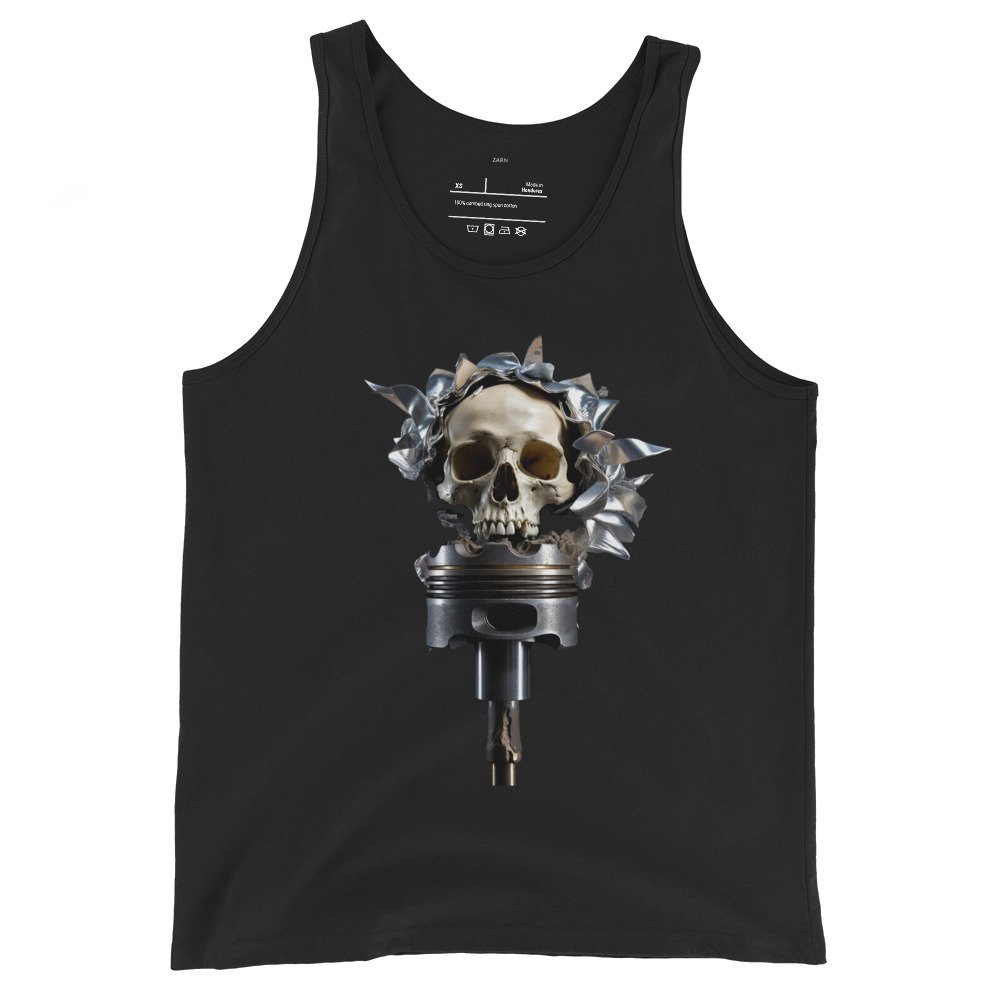 Męska koszulka na ramiączkach „Skull Engine” – czaszka i tłok silnika Auto-Moto| Zarn.pl Męska koszulka na ramiączkach „Skull Engine” – czaszka i tłok silnika Auto-Moto - obrazek 2