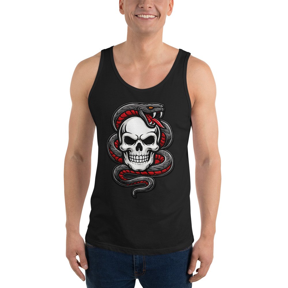 Męska koszulka na ramiączkach „Snake Skull” – tank top z czaszką i wężem| Zarn.pl Męska koszulka na ramiączkach „Snake Skull” – tank top z czaszką i wężem - obrazek 8
