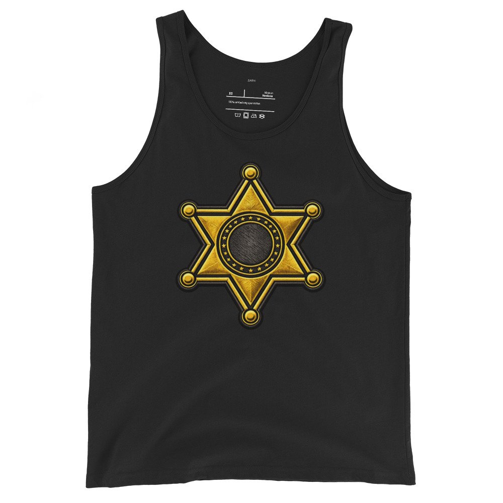 Męska koszulka na ramiączkach „Sheriff Star” – tank top z gwiazdą szeryfa| Zarn.pl Męska koszulka na ramiączkach „Sheriff Star” – tank top z gwiazdą szeryfa - obrazek 2