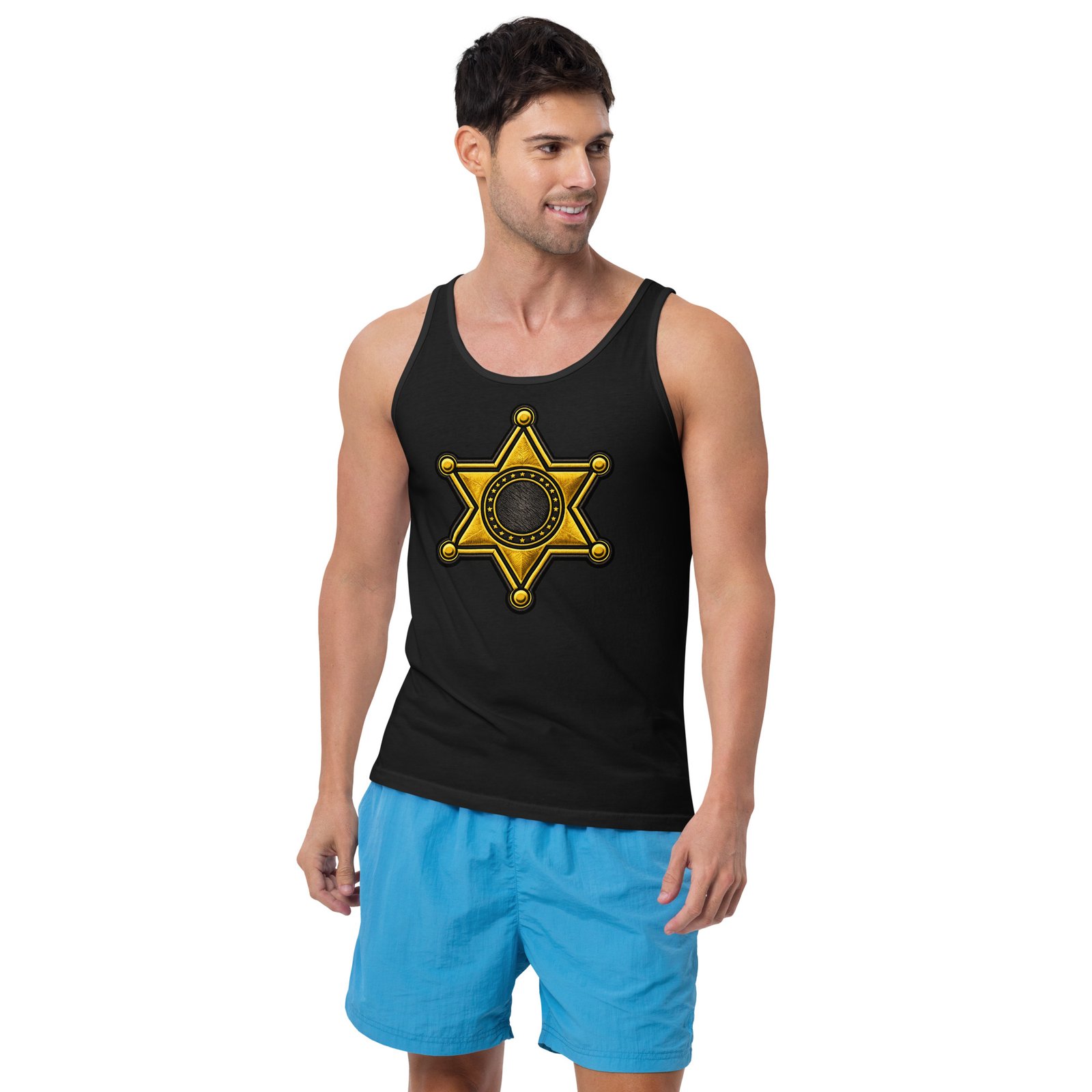 Męska koszulka na ramiączkach „Sheriff Star” – tank top z gwiazdą szeryfa| Zarn.pl Męska koszulka na ramiączkach „Sheriff Star” – tank top z gwiazdą szeryfa - obrazek 8