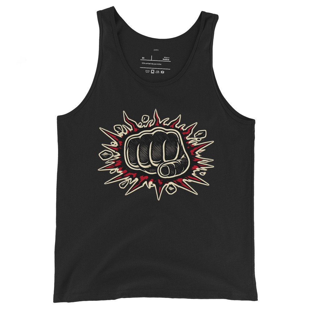 Męska koszulka na ramiączkach „Power Punch” – tank top z motywem pięści| Zarn.pl Męska koszulka na ramiączkach „Power Punch” – tank top z motywem pięści - obrazek 2