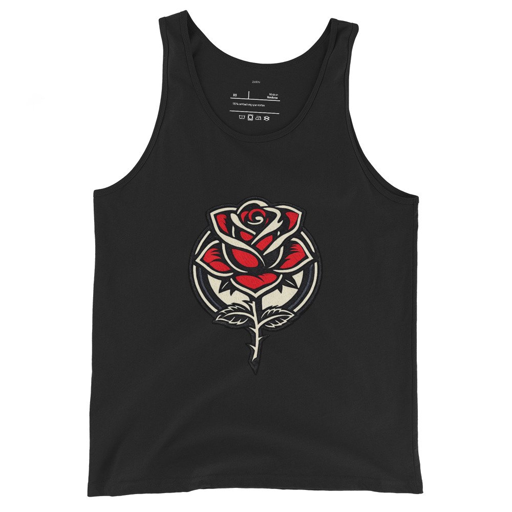 Męska koszulka na ramiączkach „Red Rose” – tank top z czerwoną różą| Zarn.pl Męska koszulka na ramiączkach „Red Rose” – tank top z czerwoną różą - obrazek 2