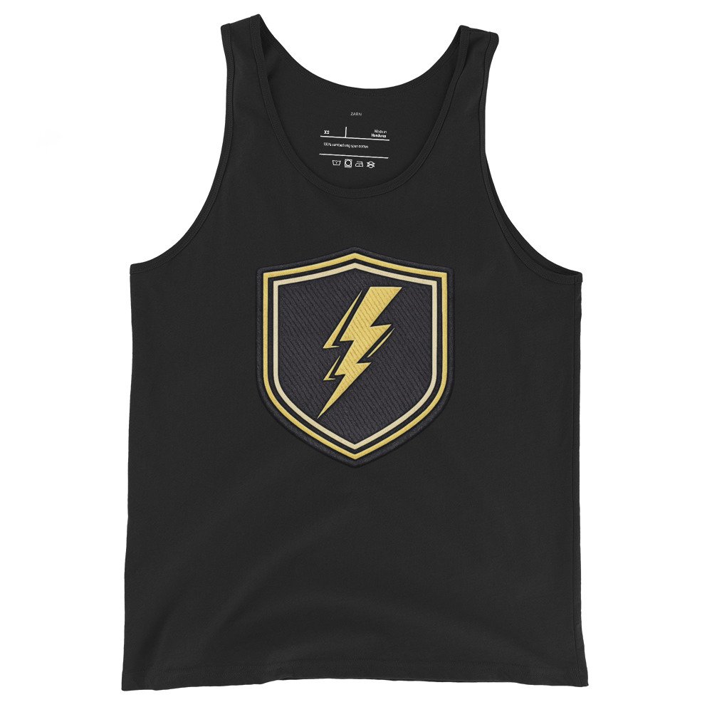 Męska koszulka na ramiączkach „Lightning Shield” – tank top z błyskawicą| Zarn.pl Męska koszulka na ramiączkach „Lightning Shield” – tank top z błyskawicą - obrazek 2