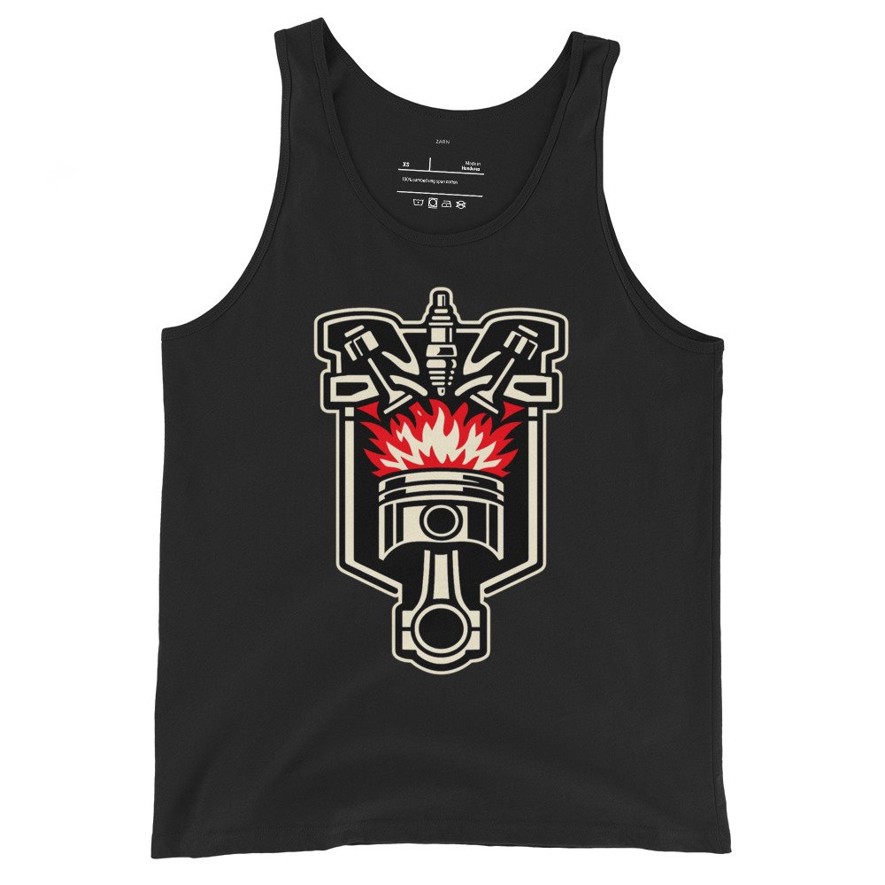 Męska koszulka na ramiączkach „Engine Power” – tank top motoryzacyjny z tłokiem silnika| Zarn.pl Męska koszulka na ramiączkach „Engine Power” – tank top motoryzacyjny z tłokiem silnika - obrazek 2