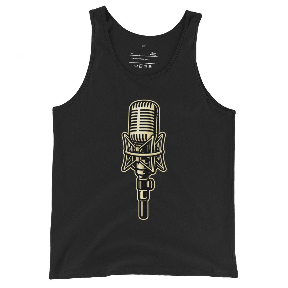 Męska koszulka na ramiączkach „Vintage Microphone” – tank top z mikrofonem studyjnym| Zarn.pl Męska koszulka na ramiączkach „Vintage Microphone” – tank top z mikrofonem studyjnym - obrazek 2