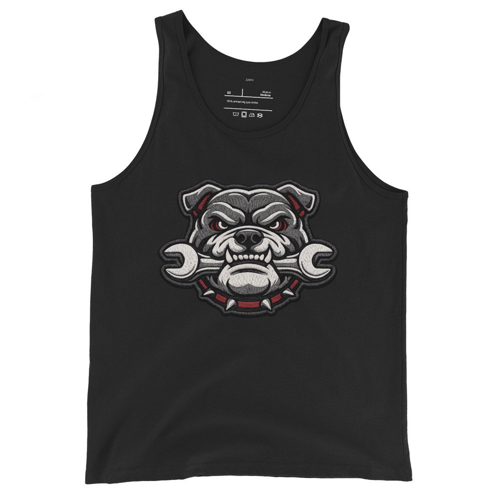 Męska koszulka na ramiączkach „Bulldog Mechanic” – tank top z buldogiem i kluczem| Zarn.pl Męska koszulka na ramiączkach „Bulldog Mechanic” – tank top z buldogiem i kluczem - obrazek 2