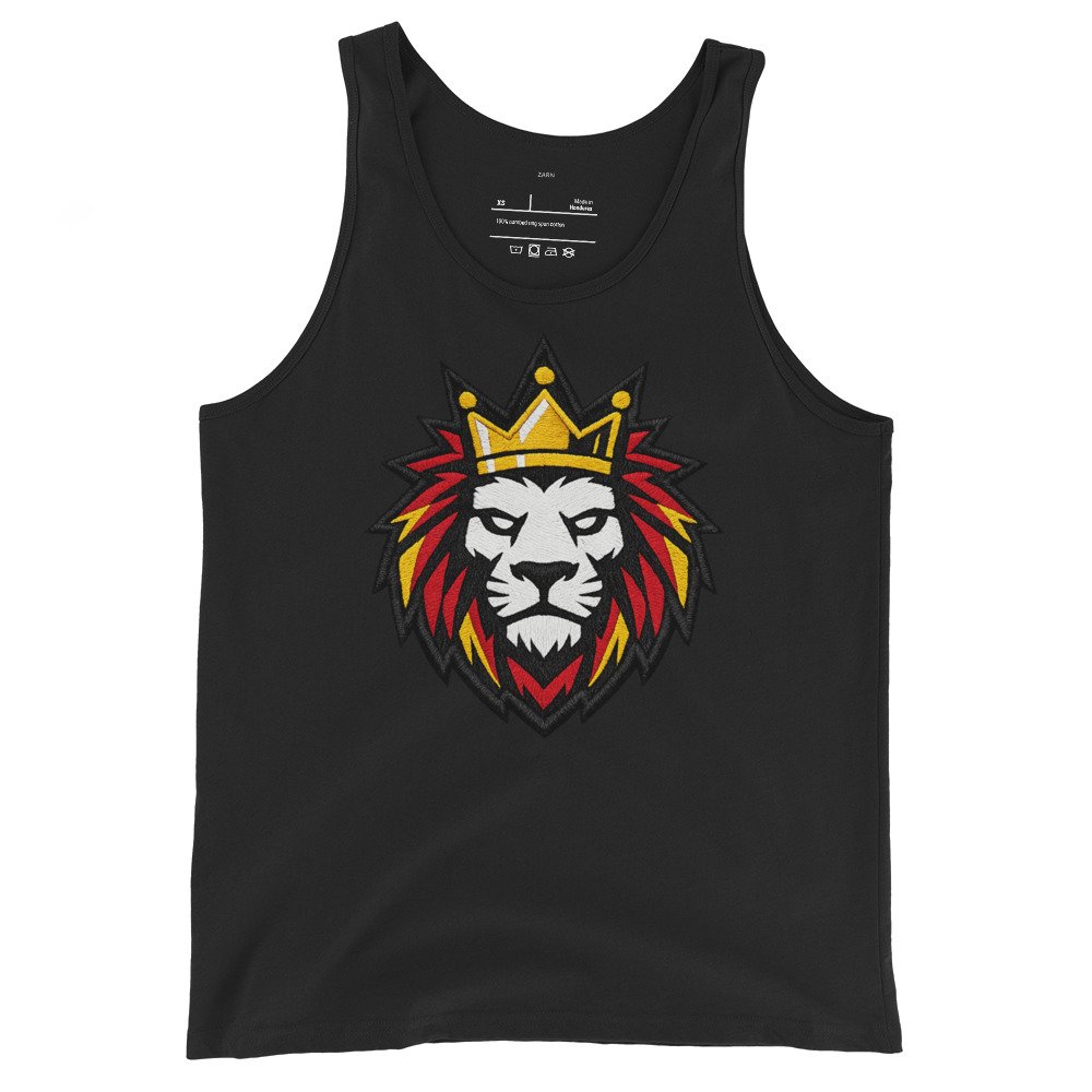 Męska koszulka na ramiączkach „King Lion” – tank top z lwem w koronie| Zarn.pl Męska koszulka na ramiączkach „King Lion” – tank top z lwem w koronie - obrazek 2