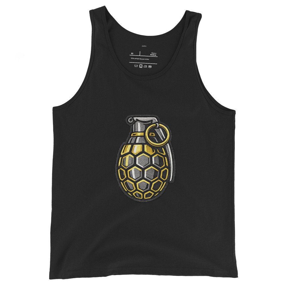 Męska koszulka na ramiączkach „Grenade Style” – tank top z grafiką granatu| Zarn.pl Męska koszulka na ramiączkach „Grenade Style” – tank top z grafiką granatu - obrazek 2
