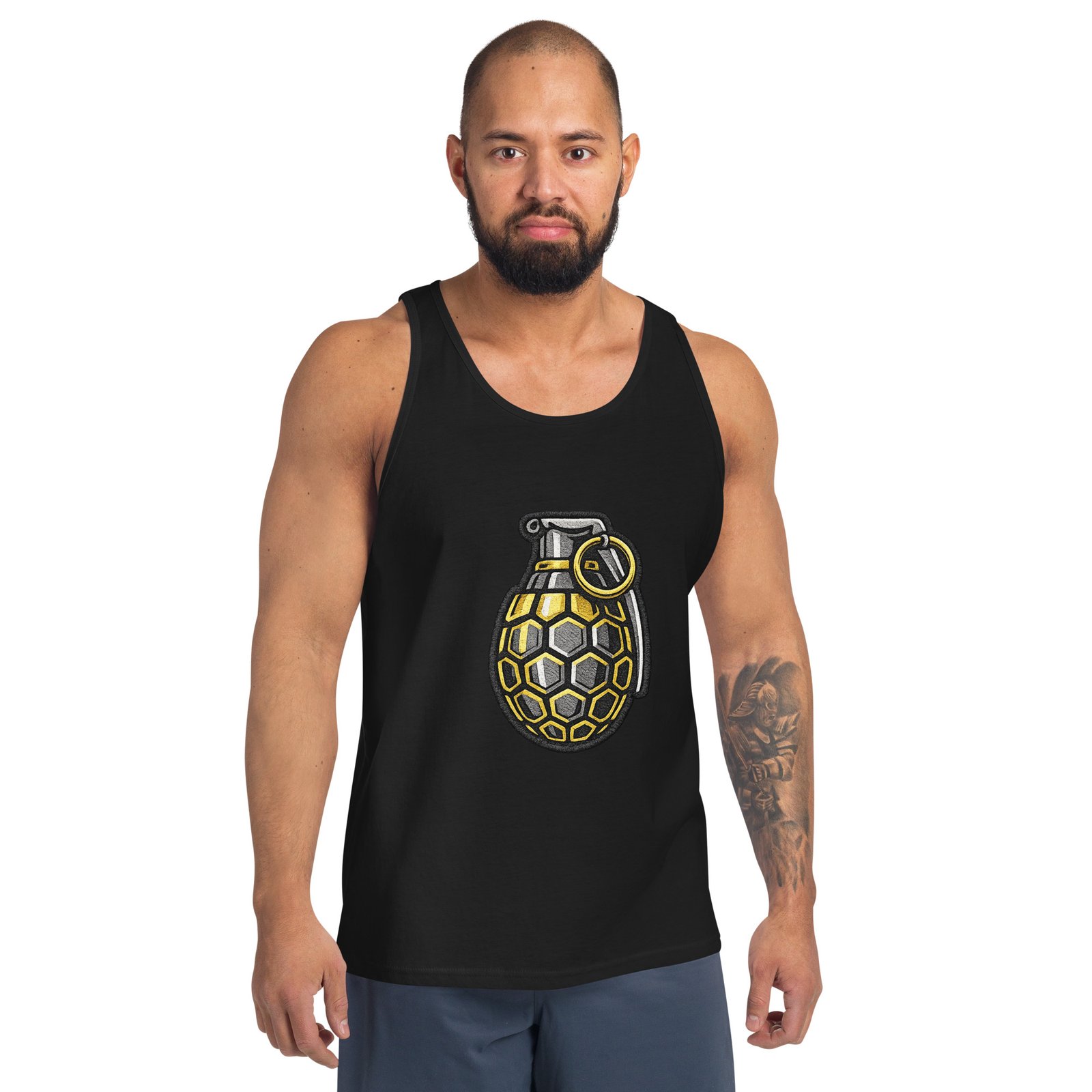 Męska koszulka na ramiączkach „Grenade Style” – tank top z grafiką granatu| Zarn.pl Męska koszulka na ramiączkach „Grenade Style” – tank top z grafiką granatu - obrazek 8