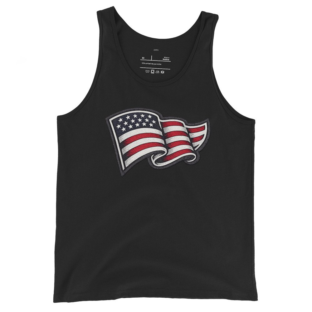 Męska koszulka na ramiączkach z flagą USA – tank top patriotyczny American Style| Zarn.pl Męska koszulka na ramiączkach z flagą USA – tank top patriotyczny American Style - obrazek 2