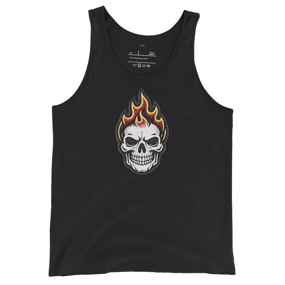 Męska koszulka na ramiączkach płonąca czaszka – tank top skull fire| Zarn.pl Męska koszulka na ramiączkach płonąca czaszka – tank top skull fire - obrazek 2