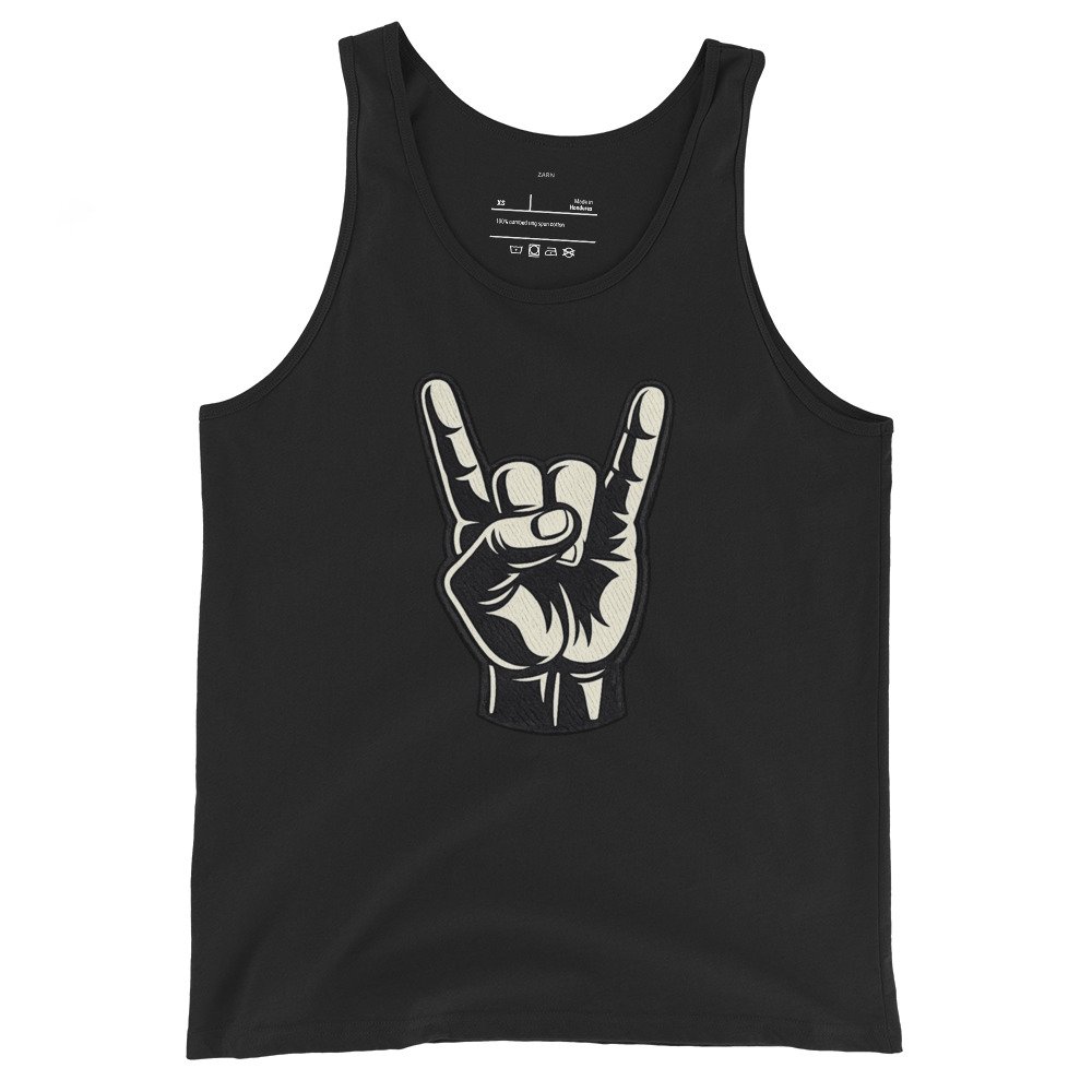Męska koszulka na ramiączkach z dłonią rockową – tank top rock and roll| Zarn.pl Męska koszulka na ramiączkach z dłonią rockową – tank top rock and roll - obrazek 2