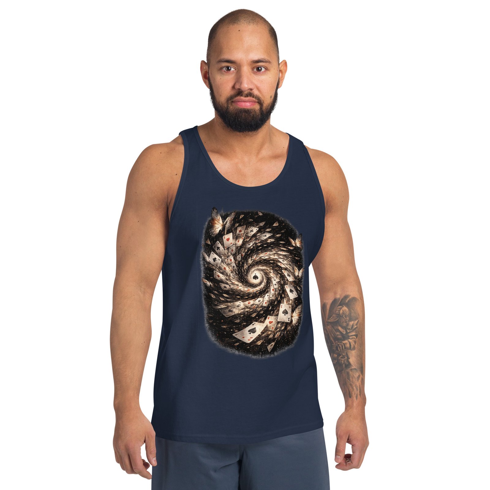 Męska koszulka na ramiączkach „Wir Kart” – koszulka tank top z surrealistycznym motywem kart do gry| Zarn.pl Męska koszulka na ramiączkach „Wir Kart” – koszulka tank top z surrealistycznym motywem kart do gry - obrazek 8