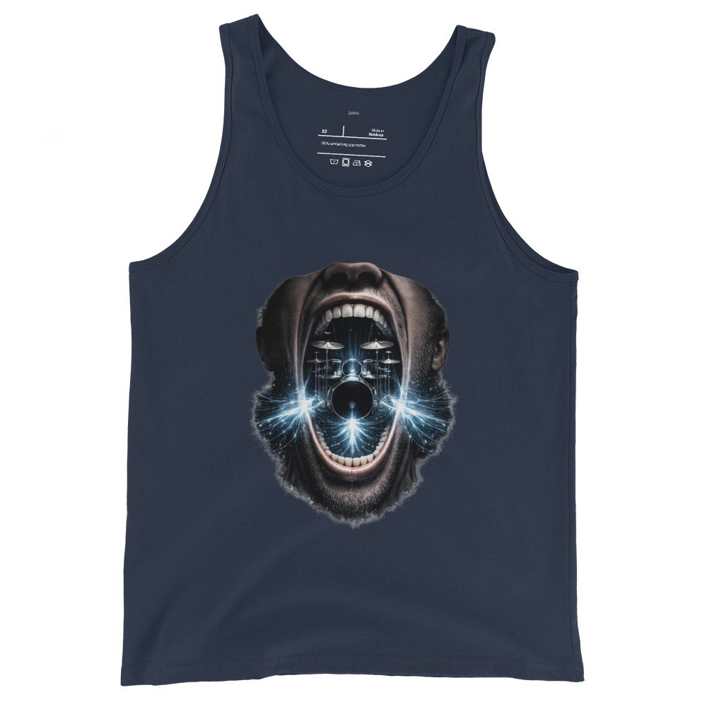 Męska koszulka na ramiączkach „Krzyk Perkusji” – koszulka tank top z surrealistycznym motywem perkusji| Zarn.pl Męska koszulka na ramiączkach „Krzyk Perkusji” – koszulka tank top z surrealistycznym motywem perkusji - obrazek 3