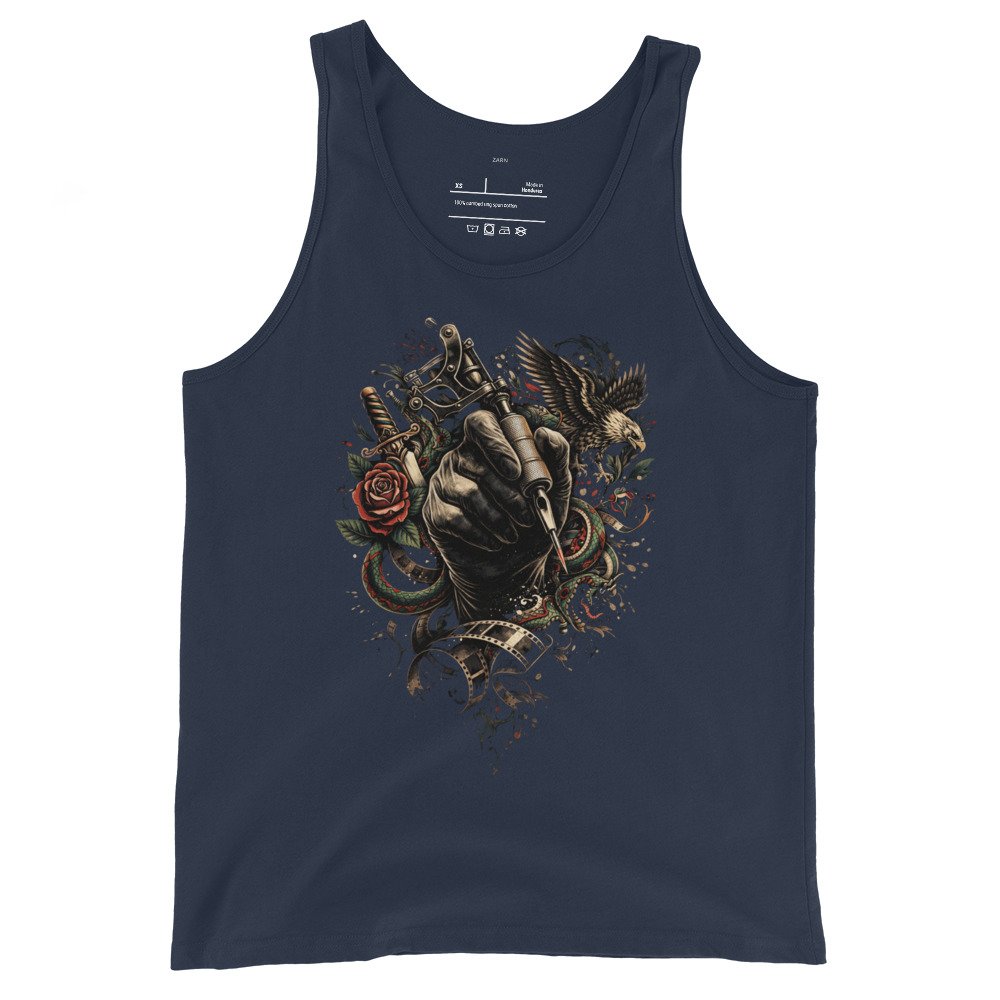 Męska koszulka na ramiączkach „Tattoo Art Rebel” – koszulka tank top z maszynką do tatuażu| Zarn.pl Męska koszulka na ramiączkach „Tattoo Art Rebel” – koszulka tank top z maszynką do tatuażu - obrazek 3