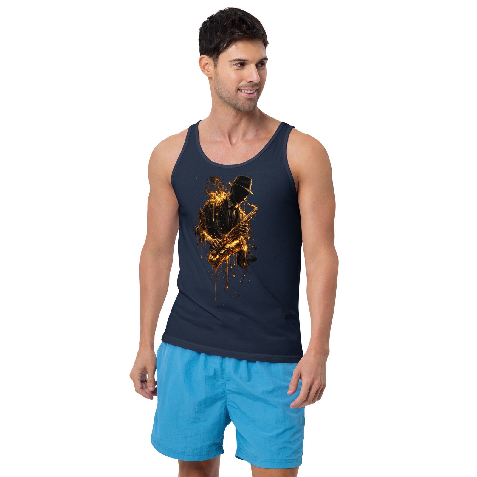 Koszulka na ramiączkach „Golden Jazz Soul” – artystyczna koszulka tank top z saksofonistą jazzowym| Zarn.pl Koszulka na ramiączkach „Golden Jazz Soul” – artystyczna koszulka tank top z saksofonistą jazzowym - obrazek 8