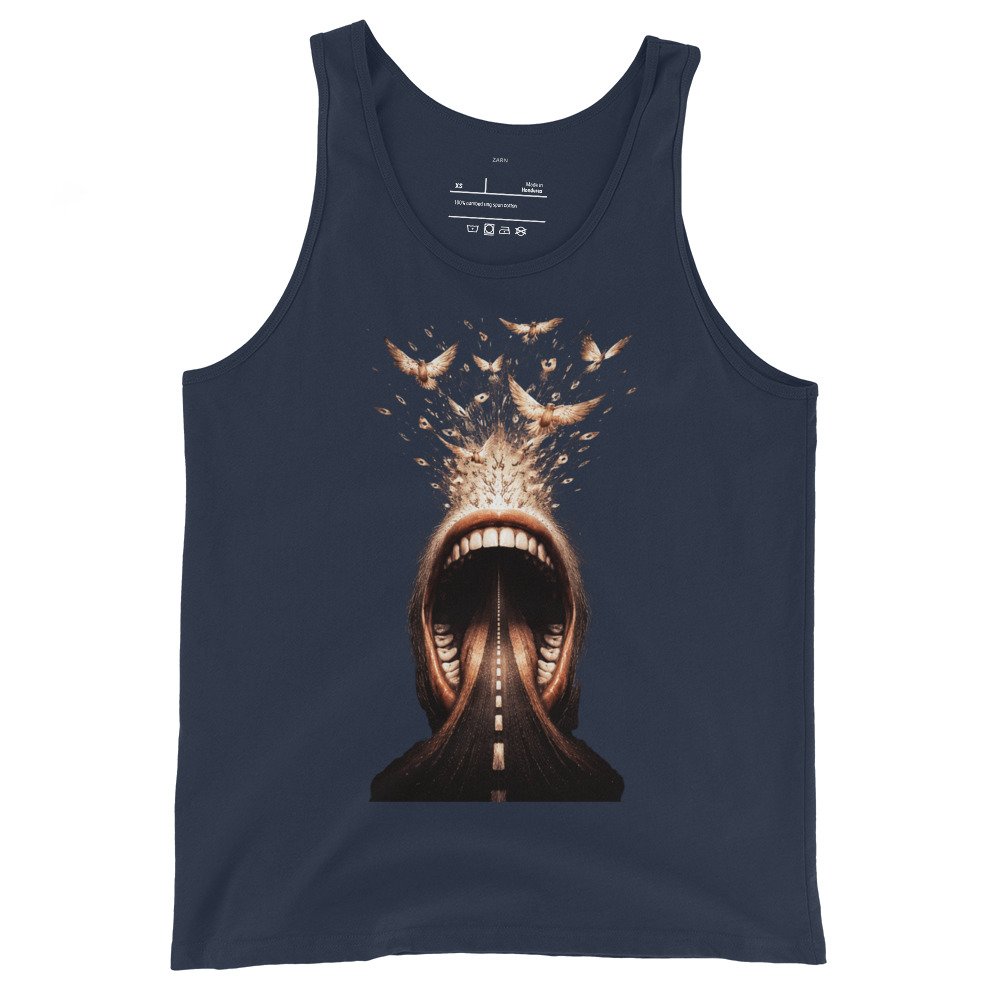 Koszulka na ramiączkach „Mind Escape” – artystyczna koszulka tank top surrealistyczna sztuka| Zarn.pl Koszulka na ramiączkach „Mind Escape” – artystyczna koszulka tank top surrealistyczna sztuka - obrazek 3