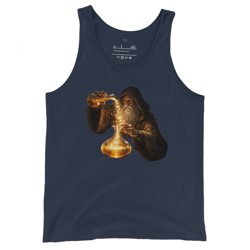 Koszulka na ramiączkach „Golden Alchemist” – artystyczna koszulka tank top alchemik fantasy| Zarn.pl Koszulka na ramiączkach „Golden Alchemist” – artystyczna koszulka tank top alchemik fantasy - obrazek 3
