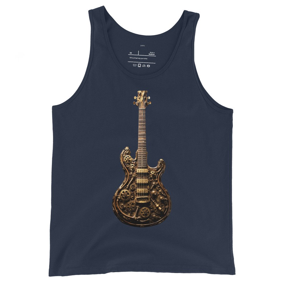 Męska koszulka na ramiączkach „Steampunk Guitar” – koszulka z mechaniczną gitarą elektryczną| Zarn.pl Męska koszulka na ramiączkach „Steampunk Guitar” – koszulka z mechaniczną gitarą elektryczną - obrazek 3