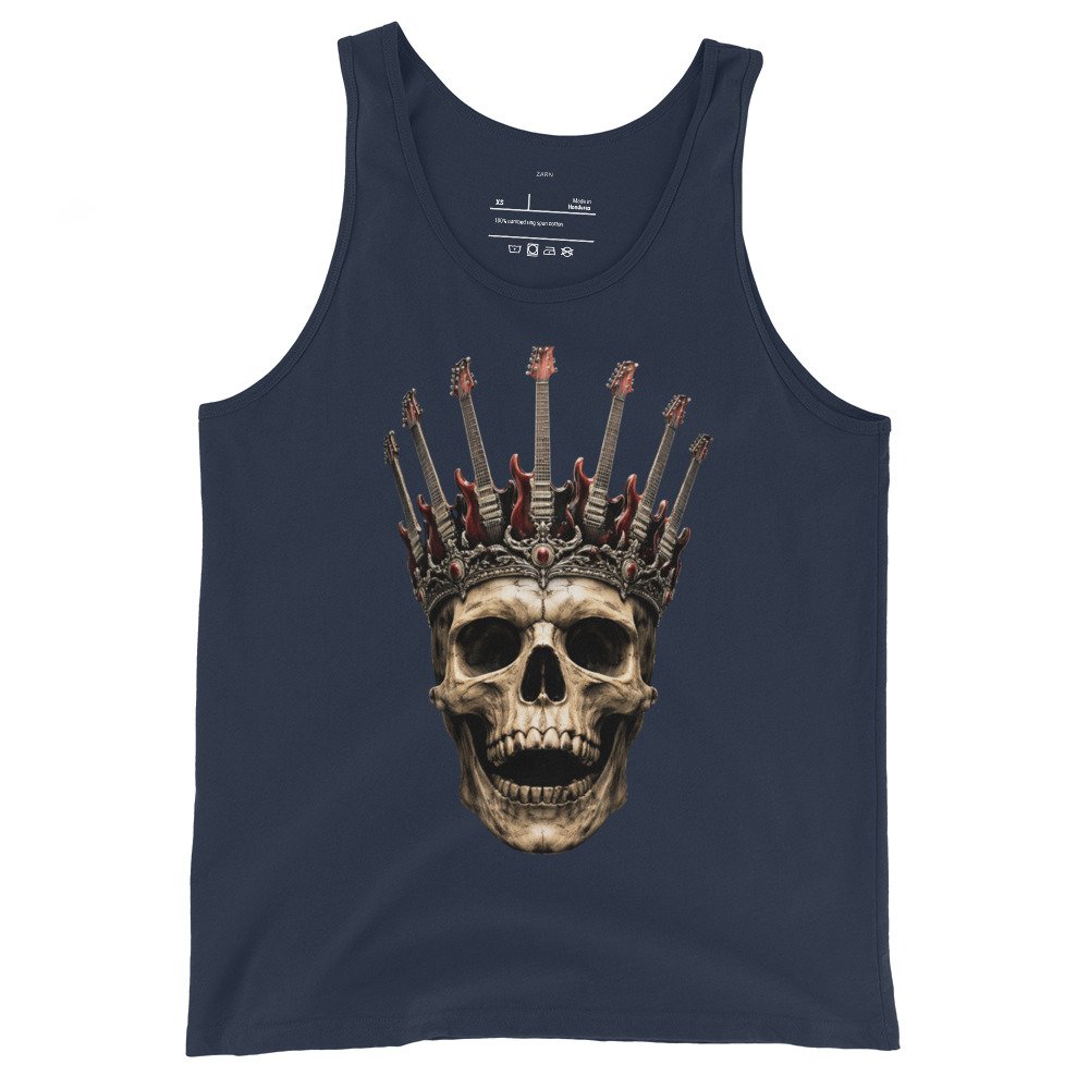 Męska koszulka na ramiączkach „Skull Guitar King” – czaszka w koronie gitar| Zarn.pl Męska koszulka na ramiączkach „Skull Guitar King” – czaszka w koronie gitar - obrazek 3