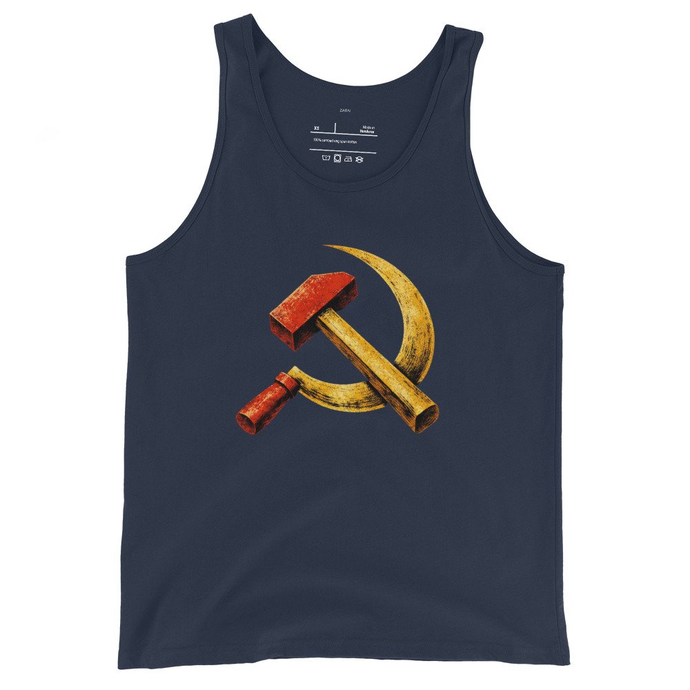 Męska koszulka na ramiączkach „Młot i Sierp PRL” – tank top retro z symbolem komunizmu| Zarn.pl Męska koszulka na ramiączkach „Młot i Sierp PRL” – tank top retro z symbolem komunizmu - obrazek 3
