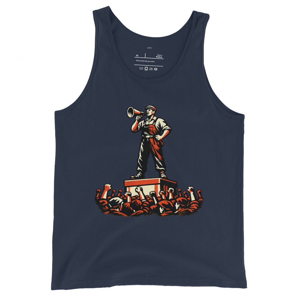 Koszulka na ramiączkach PRL „Robotnik z Megafonem” – tank top retro propaganda vintage| Zarn.pl Koszulka na ramiączkach PRL „Robotnik z Megafonem” – tank top retro propaganda vintage - obrazek 3