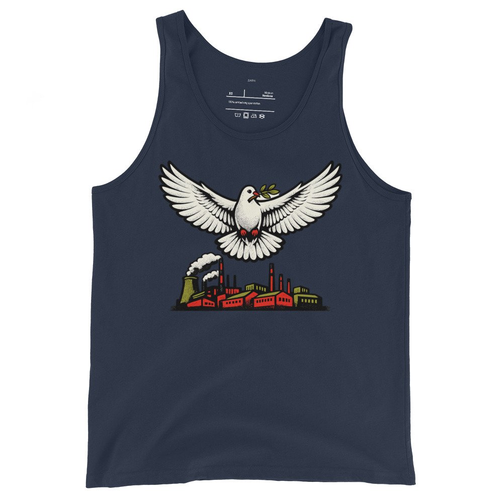 Koszulka na ramiączkach PRL „Gołąb Pokoju nad Fabryką” – tank top retro vintage| Zarn.pl Koszulka na ramiączkach PRL „Gołąb Pokoju nad Fabryką” – tank top retro vintage - obrazek 3