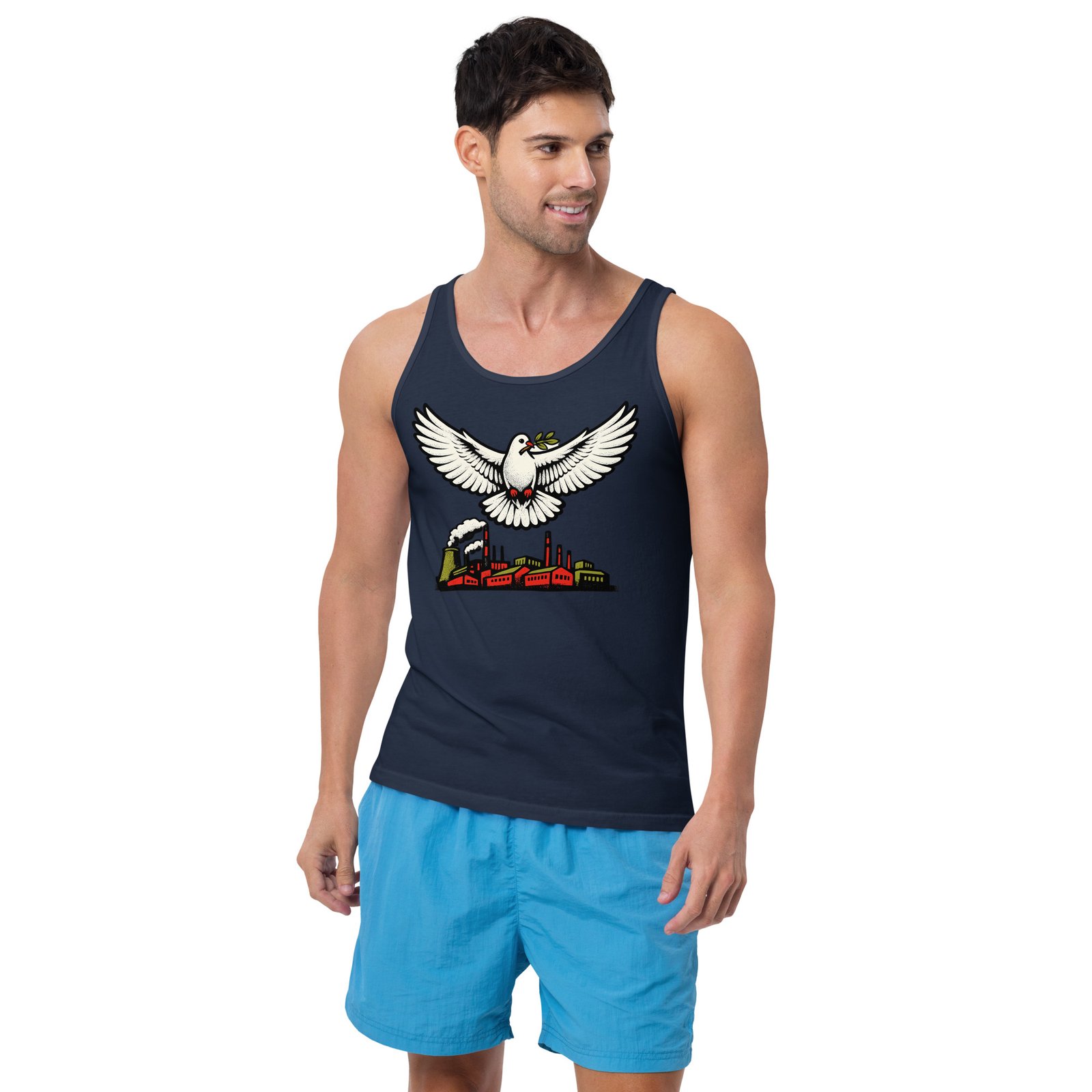 Koszulka na ramiączkach PRL „Gołąb Pokoju nad Fabryką” – tank top retro vintage| Zarn.pl Koszulka na ramiączkach PRL „Gołąb Pokoju nad Fabryką” – tank top retro vintage - obrazek 9