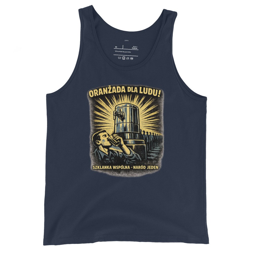 Koszulka na ramiączkach PRL „Oranżada dla Ludu” – tank top retro humor| Zarn.pl Koszulka na ramiączkach PRL „Oranżada dla Ludu” – tank top retro humor - obrazek 3