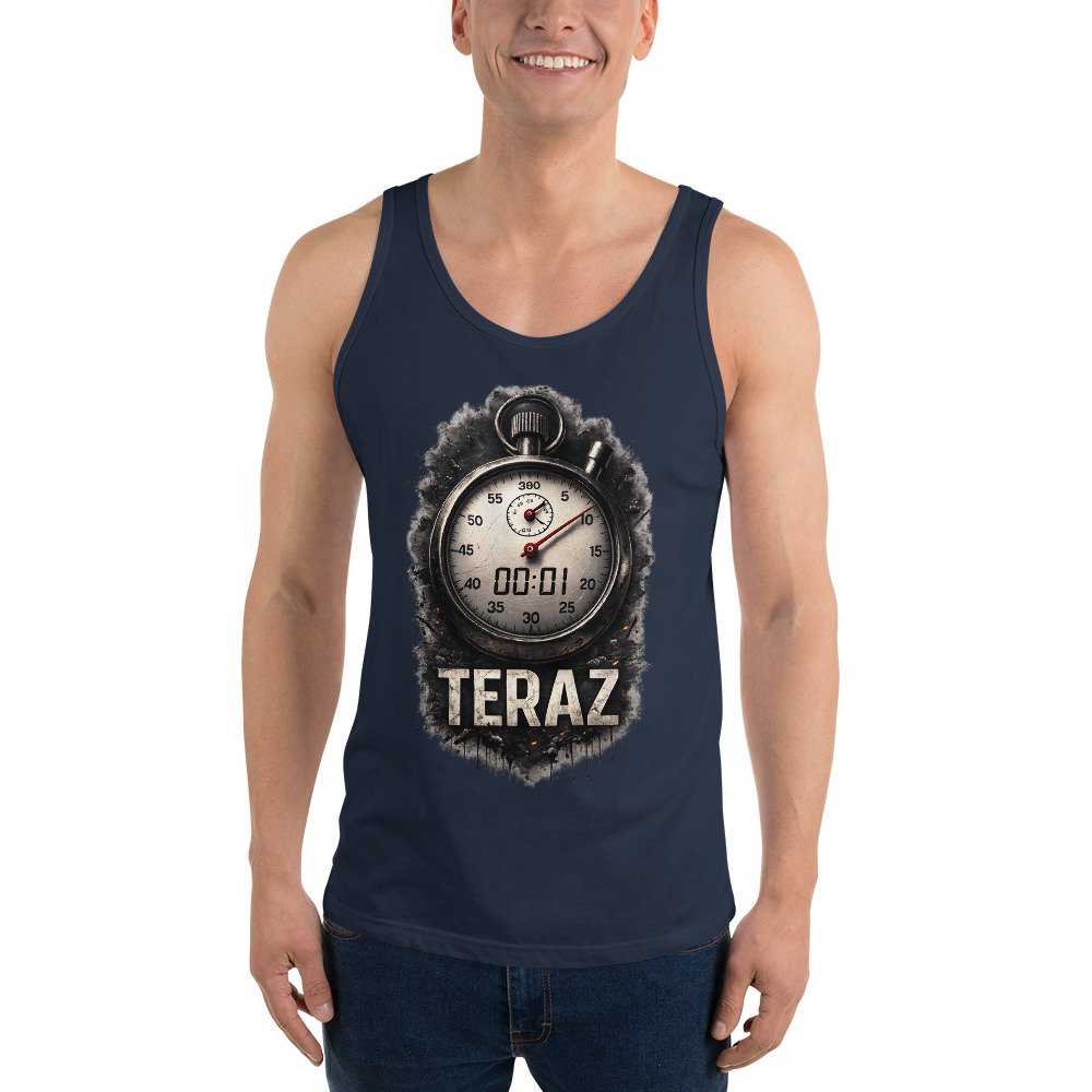 Męska koszulka na ramiączkach „Teraz” – motywacyjny tank top ze stoperem i symbolem działania| Zarn.pl Męska koszulka na ramiączkach „Teraz” – motywacyjny tank top ze stoperem i symbolem działania - obrazek 9