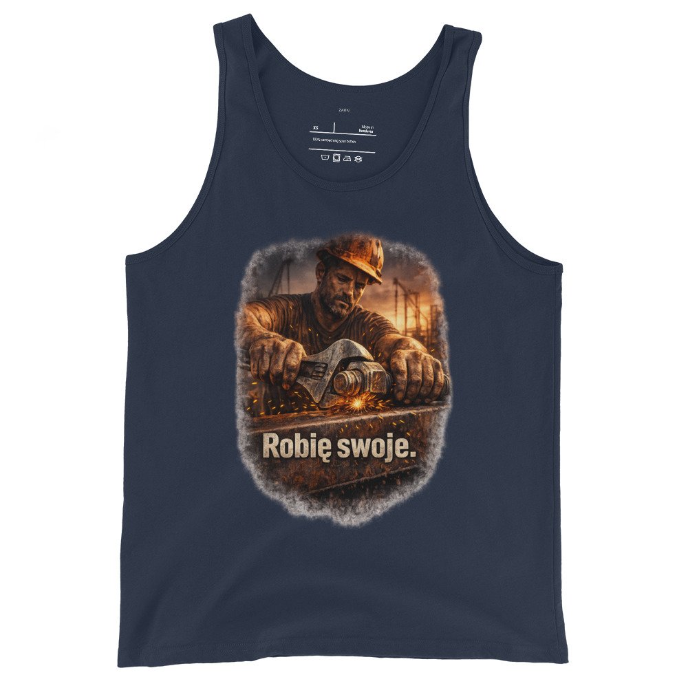 Męska koszulka na ramiączkach „Robię swoje” – motywacyjny tank top dla ludzi pracy| Zarn.pl Męska koszulka na ramiączkach „Robię swoje” – motywacyjny tank top dla ludzi pracy - obrazek 3