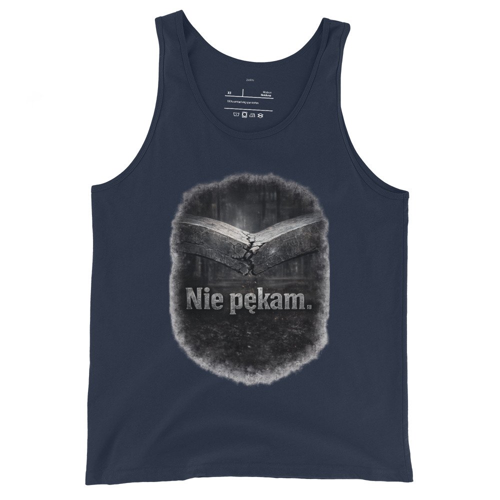 Męska koszulka na ramiączkach „Nie pękam” – motywacyjny tank top o niezłomnym charakterze| Zarn.pl Męska koszulka na ramiączkach „Nie pękam” – motywacyjny tank top o niezłomnym charakterze - obrazek 3