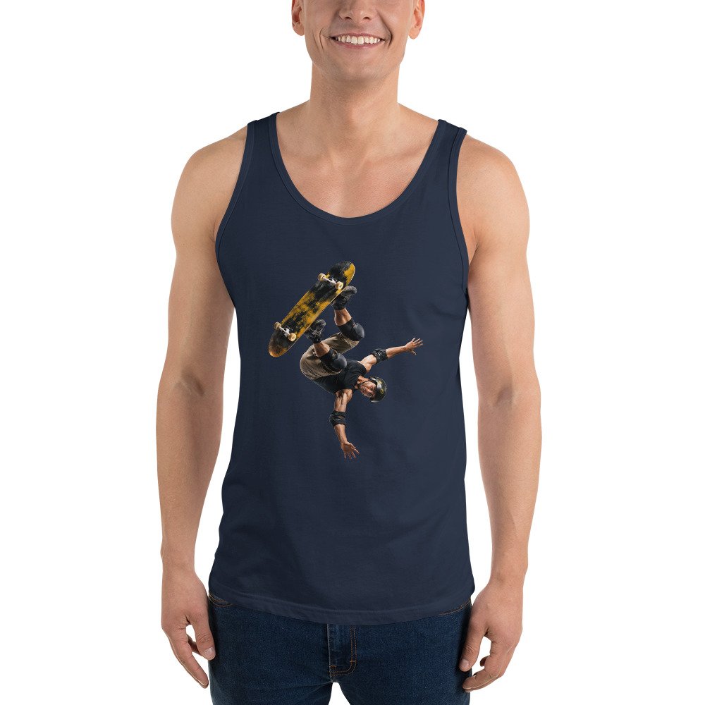 Męska koszulka na ramiączkach „Skate Air” – sportowa koszulka tank top ze skaterem| Zarn.pl Męska koszulka na ramiączkach „Skate Air” – sportowa koszulka tank top ze skaterem - obrazek 9