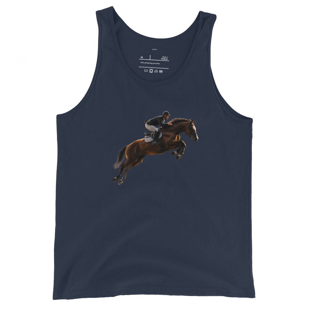 Męska koszulka na ramiączkach „Equestrian Jump” – sportowa koszulka tank top z jeźdźcem i koniem| Zarn.pl Męska koszulka na ramiączkach „Equestrian Jump” – sportowa koszulka tank top z jeźdźcem i koniem - obrazek 3