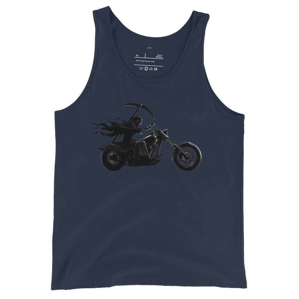Męska koszulka na ramiączkach „Grim Rider Chopper” – mroczny styl motocyklisty| Zarn.pl Męska koszulka na ramiączkach „Grim Rider Chopper” – mroczny styl motocyklisty - obrazek 3