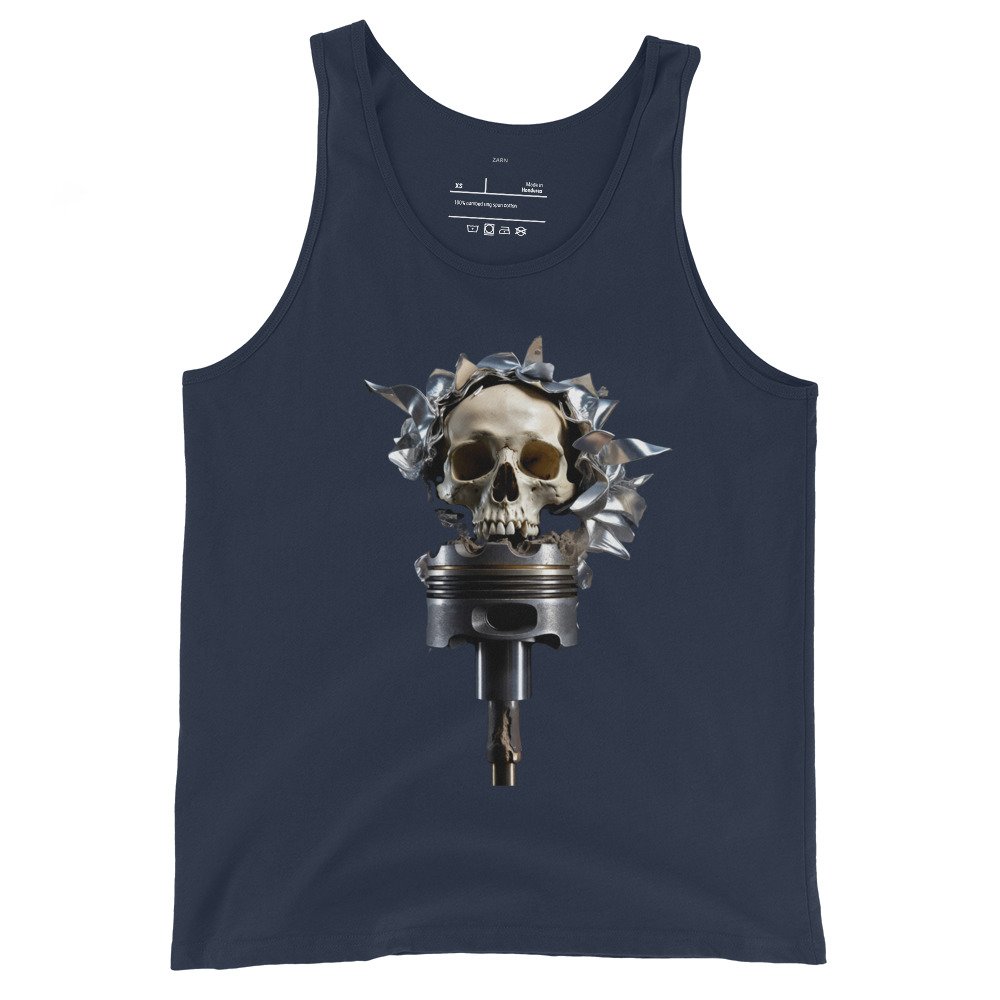 Męska koszulka na ramiączkach „Skull Engine” – czaszka i tłok silnika Auto-Moto| Zarn.pl Męska koszulka na ramiączkach „Skull Engine” – czaszka i tłok silnika Auto-Moto - obrazek 3